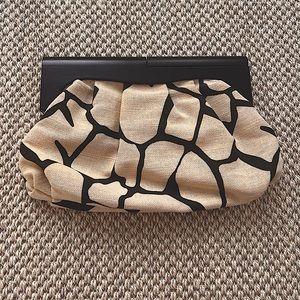 Beautiful Giraffe Print Clutch with Wood Handles